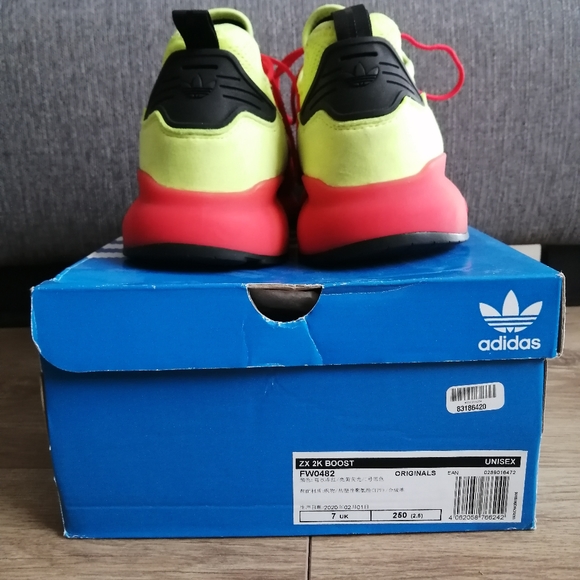 Adidas ZX 2K Boost Solar Yellow Hi-Res Red Size 7.5 Men U.S Unisex. Trainer. - Picture 6 of 11